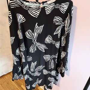 LOFT Black and White Bow Print Dress